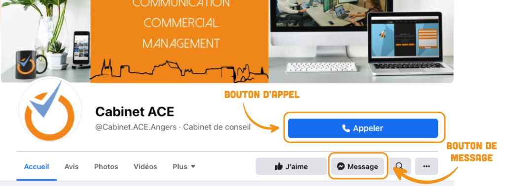 contact entreprise page facebook